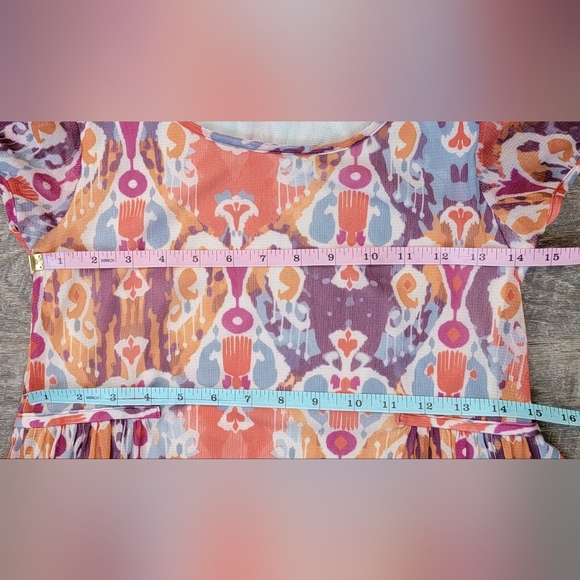 Weston Wear Anthropologie Mesh Flowy Babydoll Top Womens XS Multi Short-Sleeve - Picture 9 of 12